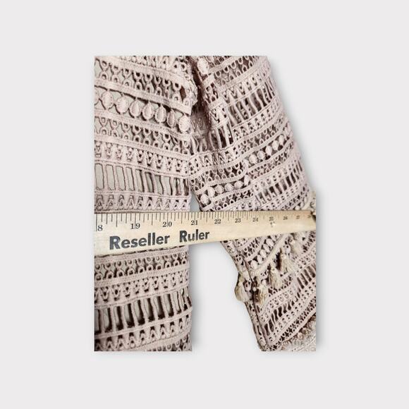 Soft Surroundings Adelita Lace Blouse Tan Flare Sleeve Women’s Medium - Picture 7 of 9